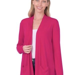 Zenana Lightweight Flowy Open Pocketed Cardigan Magenta Sz L NWT